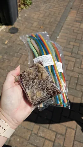 A hand holding a bag of candy.