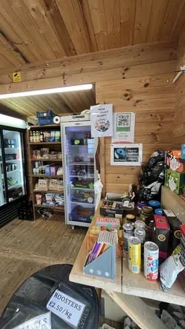 A refrigerator is in the corner of a room.