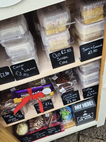 A display of various food items in a store.