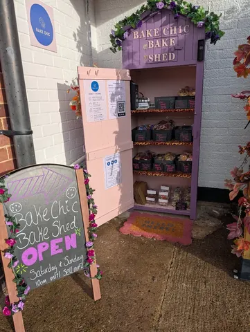 A sign for a bakery shop is visible.