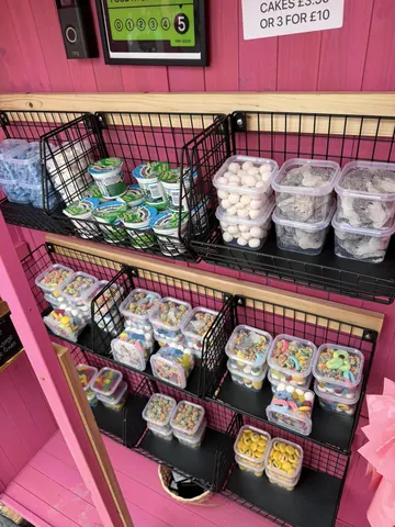 A shelf with a bunch of containers on it.
