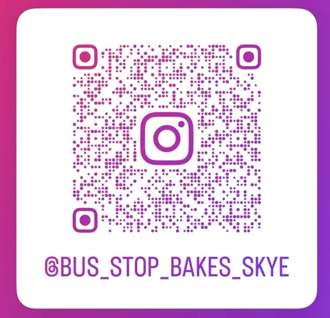 A purple and white square with a logo on it.