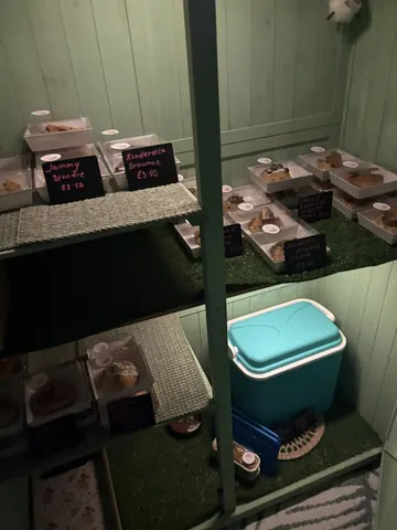 A blue cooler is sitting on the floor.