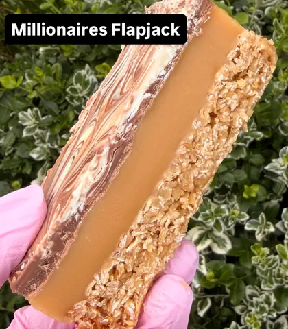 A person is holding a piece of food that is brown and white.