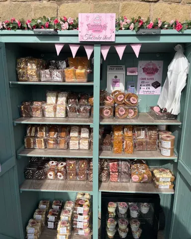 A display case filled with various pastries.