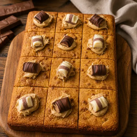 A cake with chocolate and peanut butter frosting.