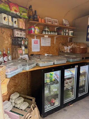 A refrigerator with a sign on it.