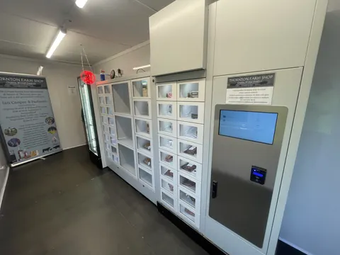 A refrigerator with a digital display.