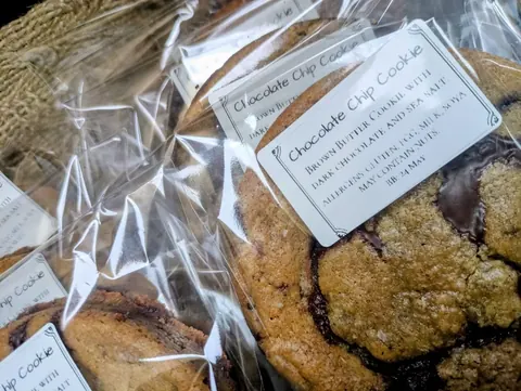 A bag of chocolate chip cookies.