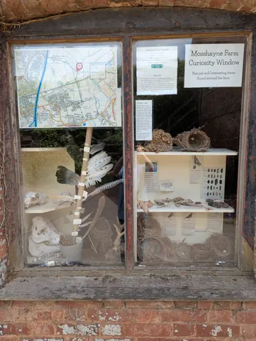 A window with a map of the area.