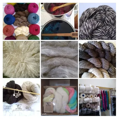 A collage of images showing different types of yarn.
