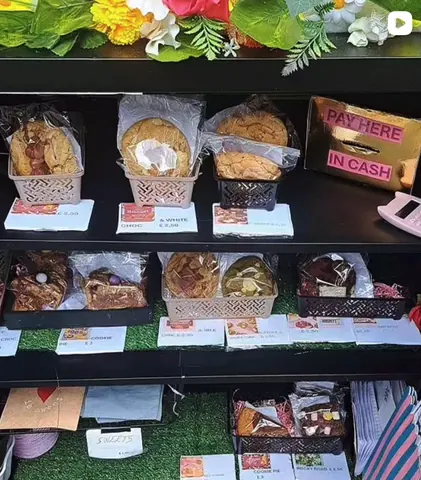 A display of baked goods for sale.