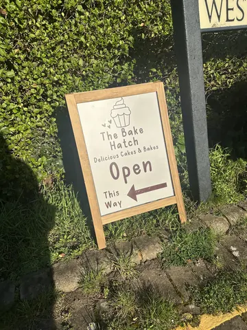 A sign that says "The Hatchet Bakery & Deli" is laying on the ground.