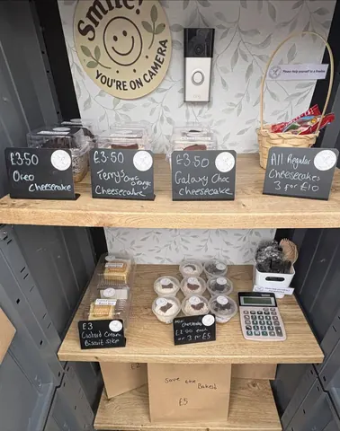 A display of desserts in a store.