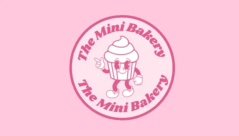 A logo for a bakery with a cupcake on it.