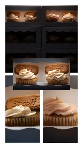 A picture of a cupcake with a white frosting.
