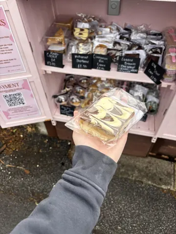 A person holding a piece of cake.