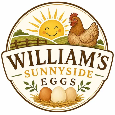 A logo for William's Sunnyside Eggs.